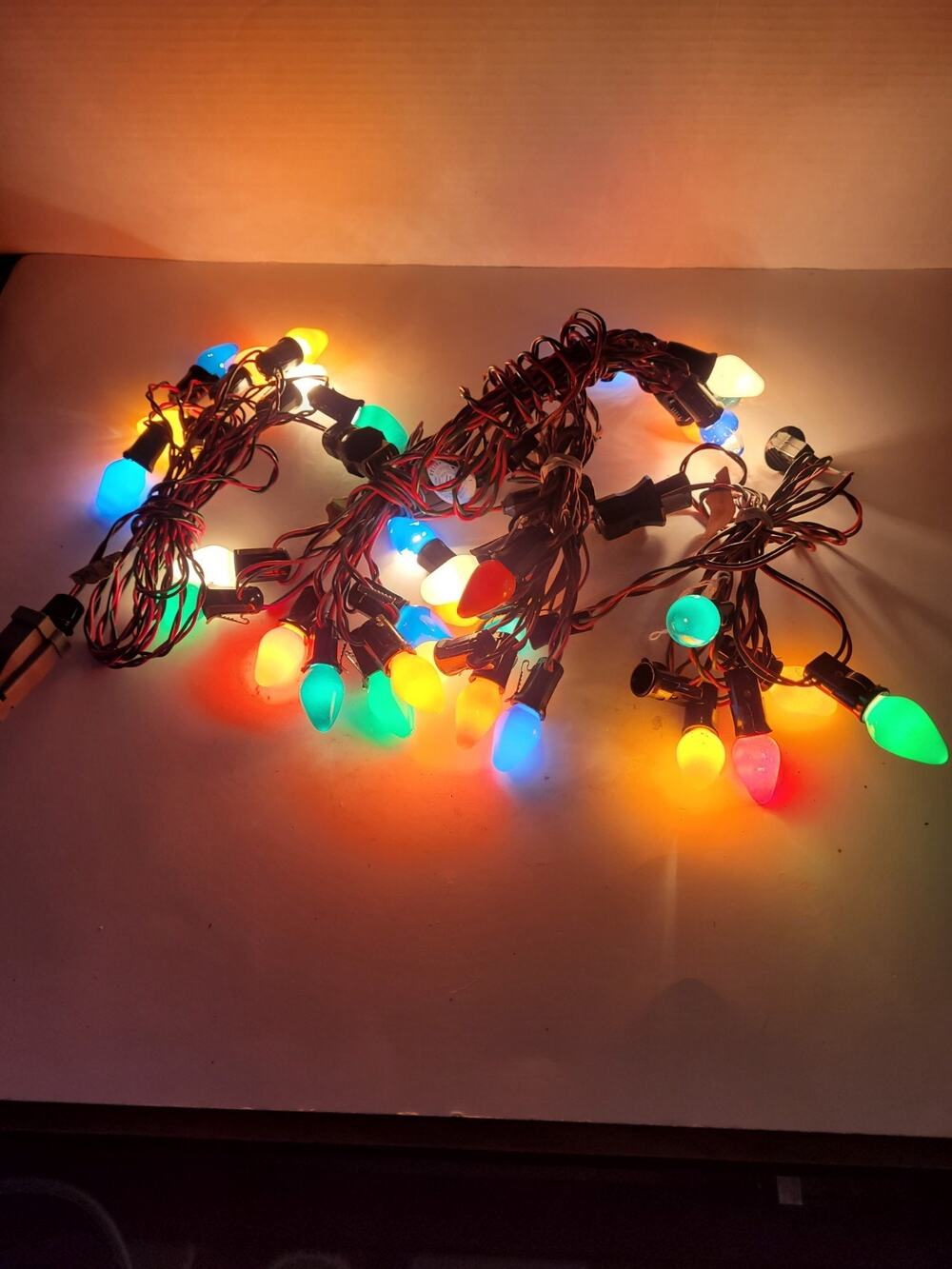 5 Vintage C7 7 Socket Red Green Wire Multi Color Bulbs TESTED Missing 1 Bulb
